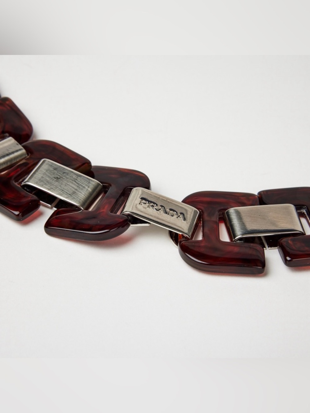 Vintage Prada Honey Tortoiseshell Plexiglass Acrylic Link Belt S 29” - Picture 3 of 5